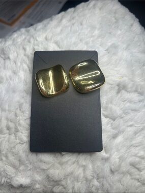 Gold-Tone Square Dome Earrings - Women Accessories